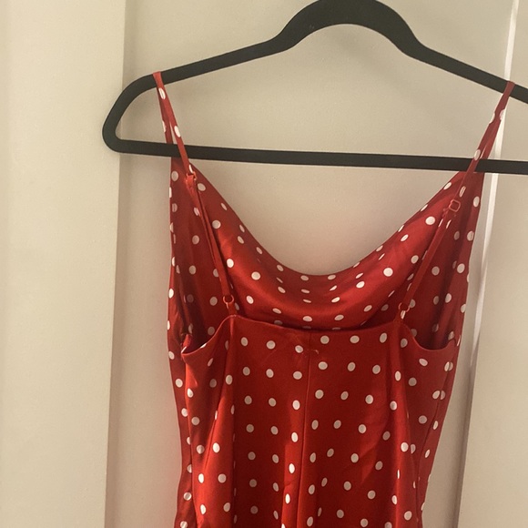 Red Polka Dot Midi Dress - Picture 3 of 4